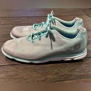 FJ FootJoy emPOWER Ladies Golf Shoes Style 98013 Size US 6.5 EUC Gray Mint Green